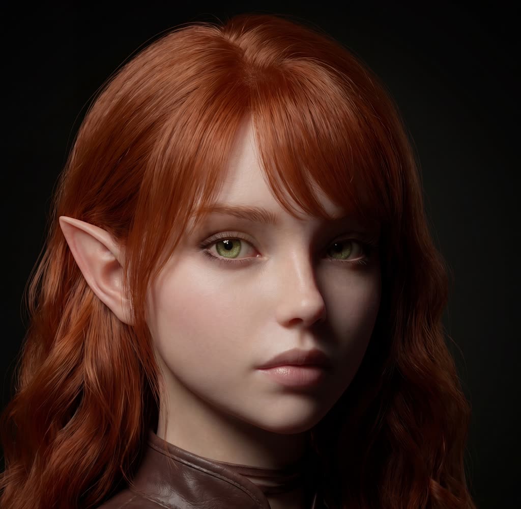 Elarienne, a red-haired fantasy character from Josh’s SoulStream project